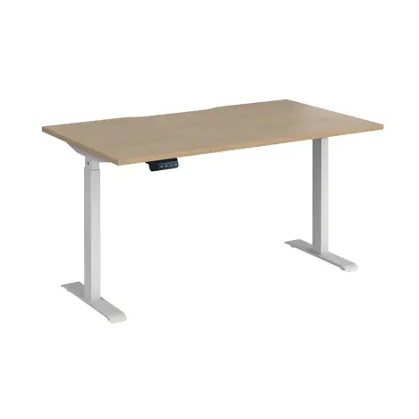 Elev8 Contract Straight Sit-Stand Desk - 1400 - White - Kendal Oak